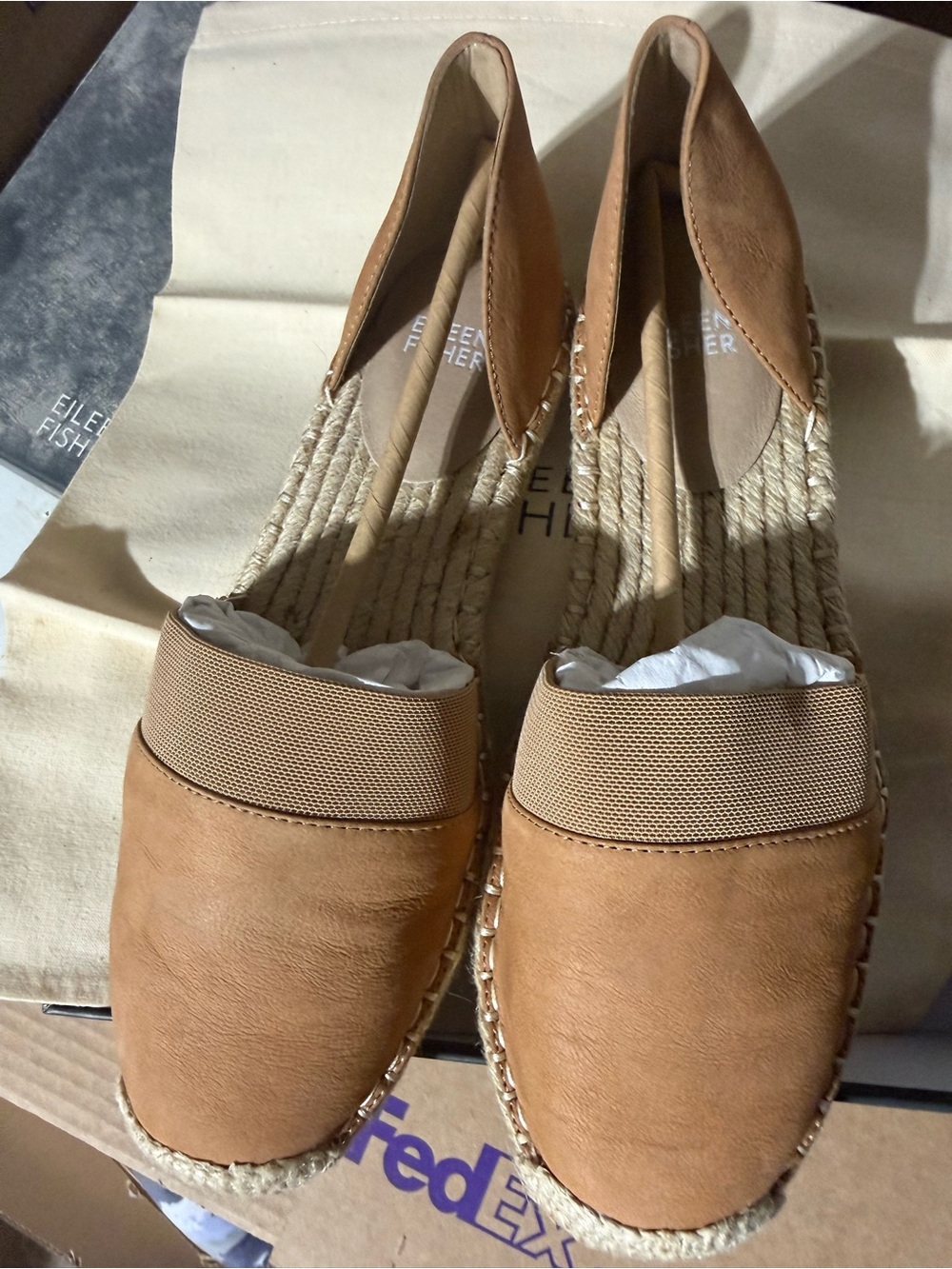 Eileen Fisher Tan Espadrille Flat Slip-On Sz 8 NIB